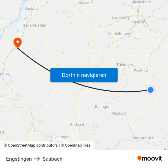 Engstingen to Sasbach map