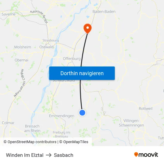 Winden Im Elztal to Sasbach map