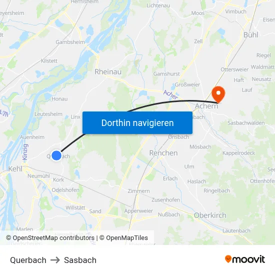 Querbach to Sasbach map