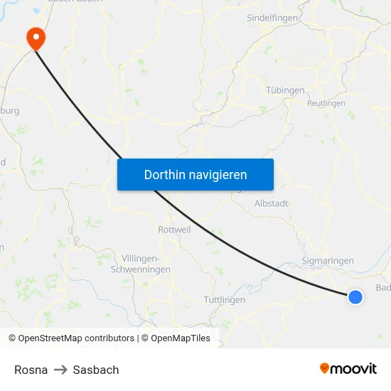 Rosna to Sasbach map