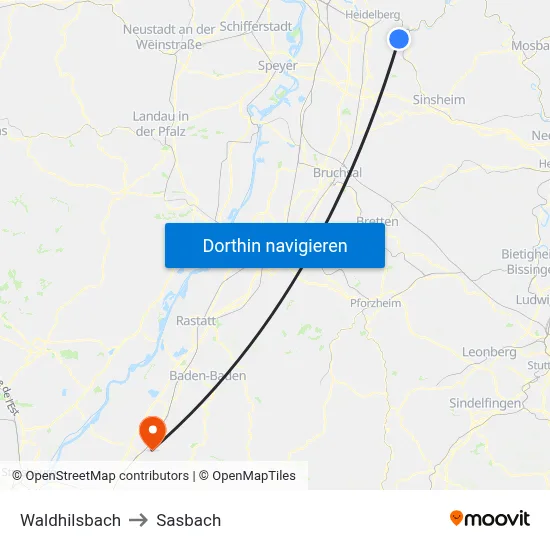 Waldhilsbach to Sasbach map
