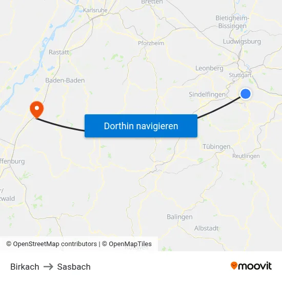 Birkach to Sasbach map
