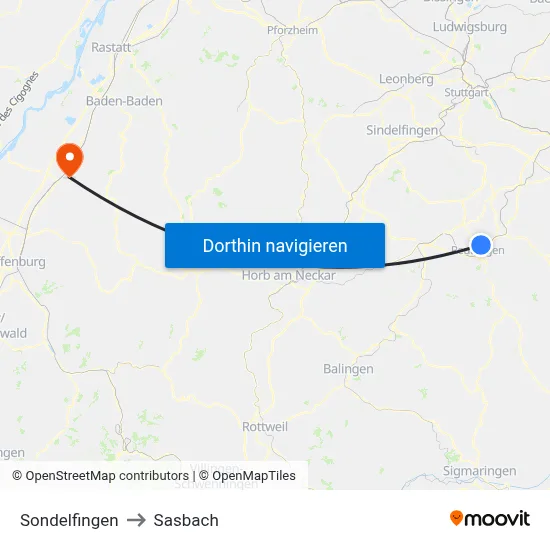 Sondelfingen to Sasbach map