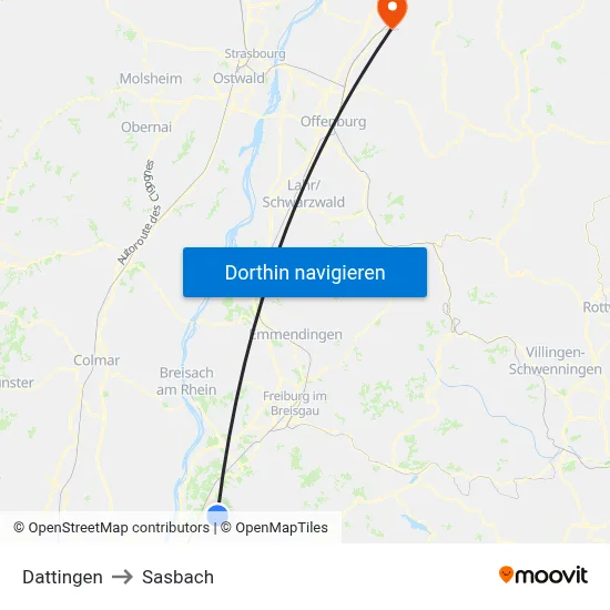 Dattingen to Sasbach map