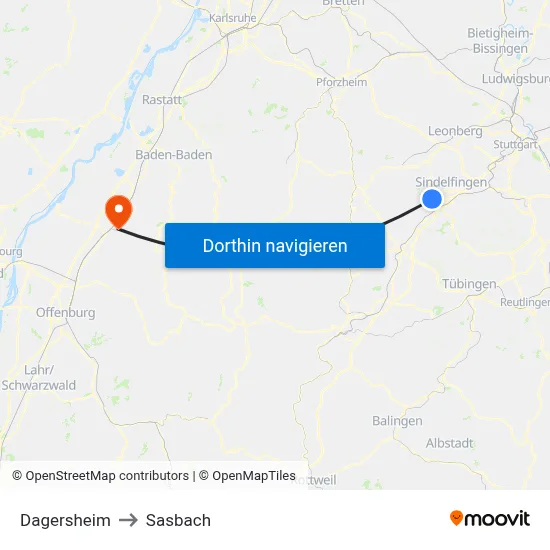 Dagersheim to Sasbach map