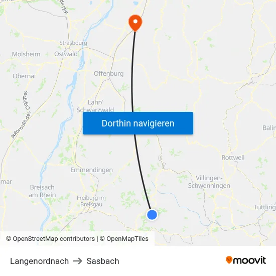 Langenordnach to Sasbach map