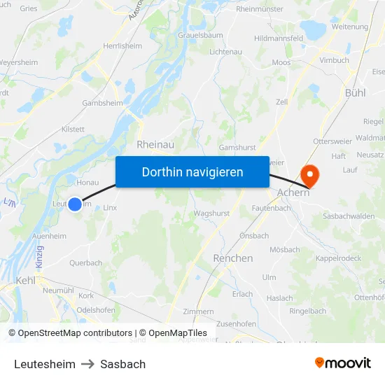 Leutesheim to Sasbach map