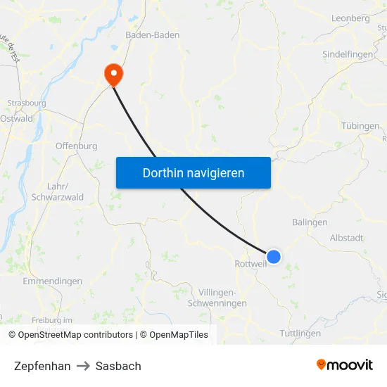 Zepfenhan to Sasbach map