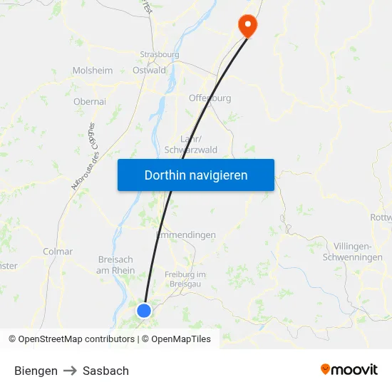 Biengen to Sasbach map