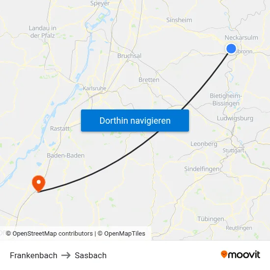 Frankenbach to Sasbach map