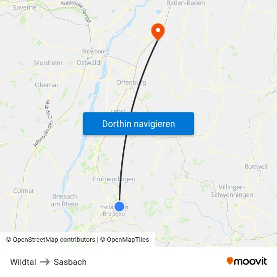 Wildtal to Sasbach map