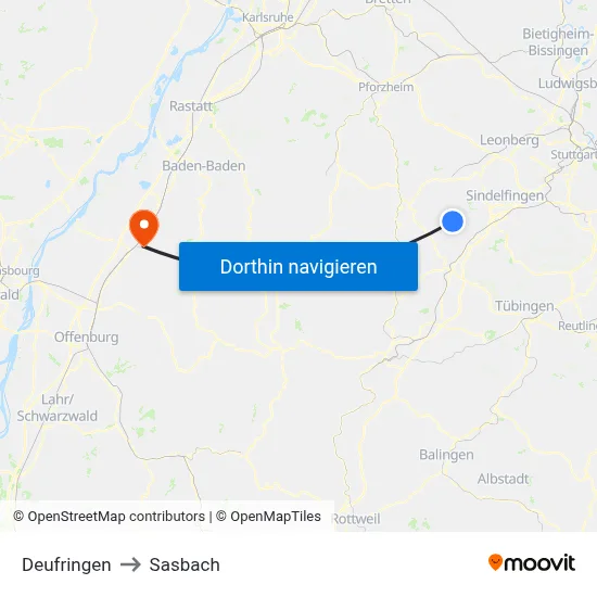 Deufringen to Sasbach map