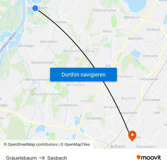 Grauelsbaum to Sasbach map