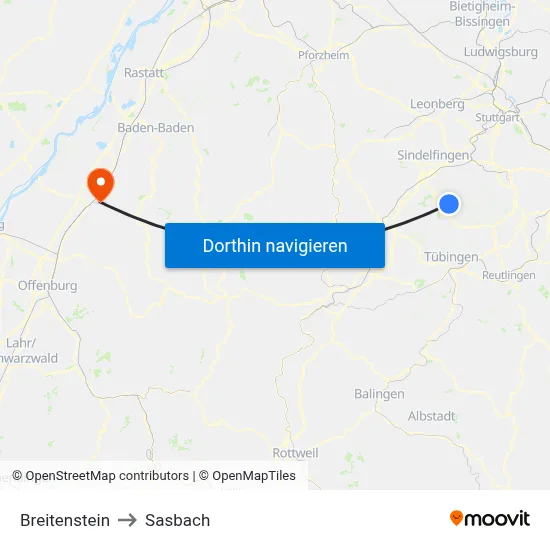 Breitenstein to Sasbach map