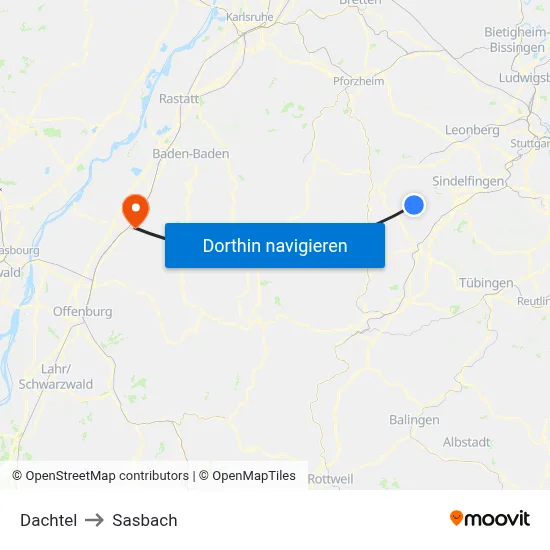 Dachtel to Sasbach map