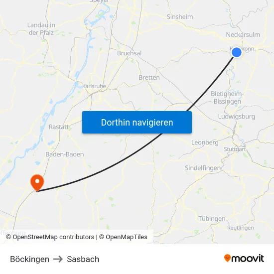 Böckingen to Sasbach map