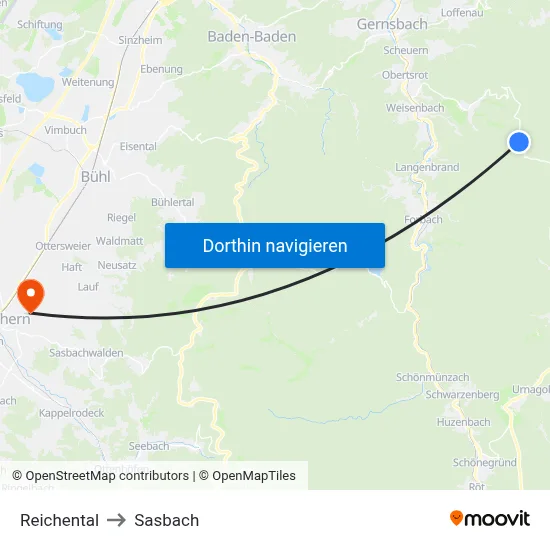 Reichental to Sasbach map