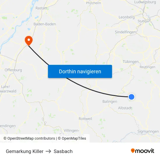 Gemarkung Killer to Sasbach map