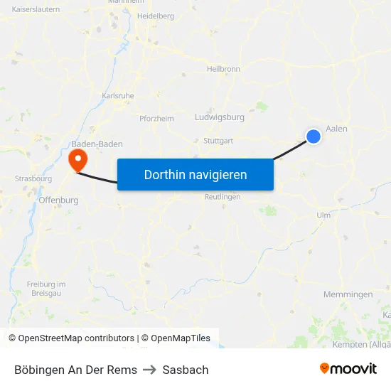 Böbingen An Der Rems to Sasbach map
