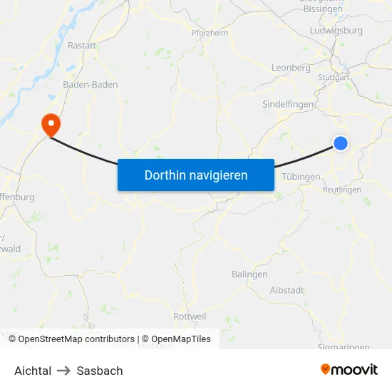Aichtal to Sasbach map