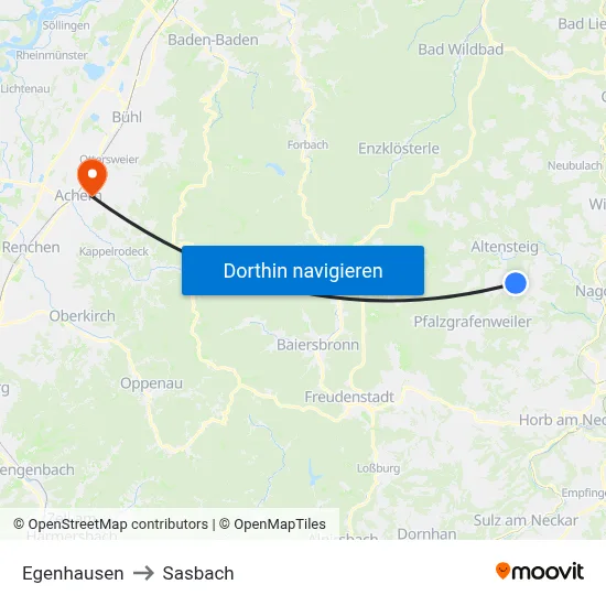 Egenhausen to Sasbach map