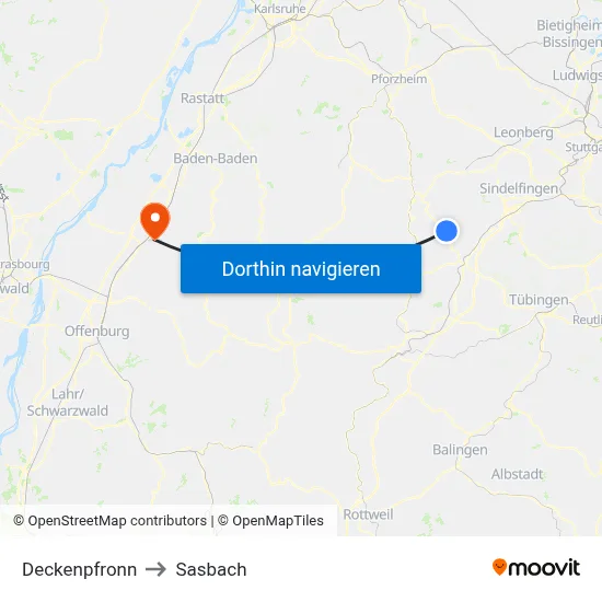 Deckenpfronn to Sasbach map