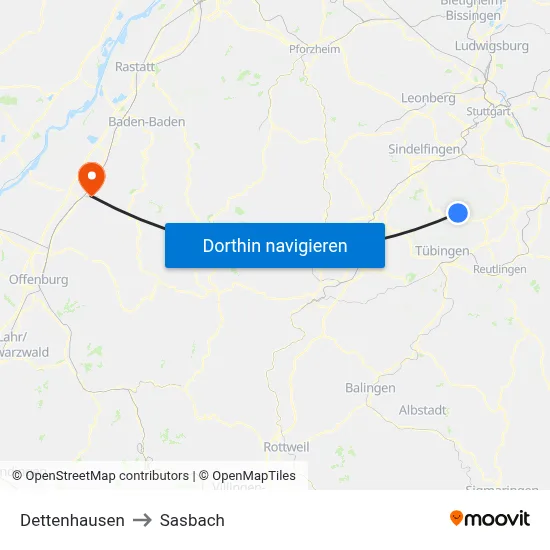 Dettenhausen to Sasbach map