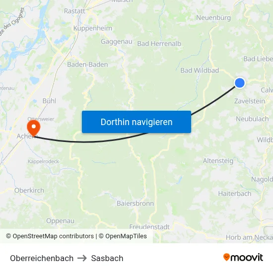 Oberreichenbach to Sasbach map