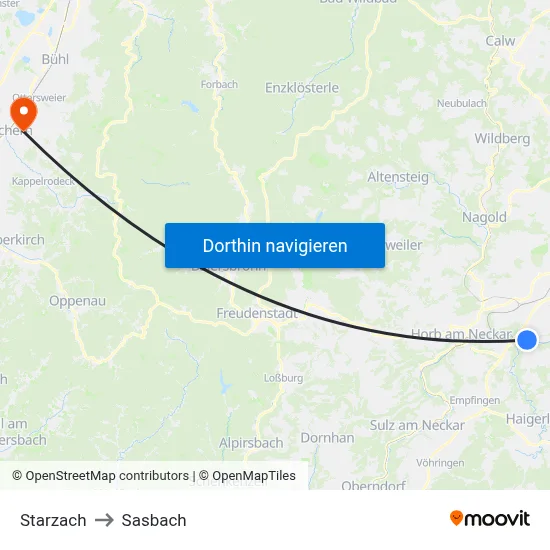 Starzach to Sasbach map