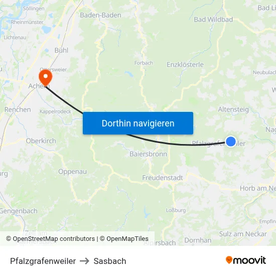 Pfalzgrafenweiler to Sasbach map