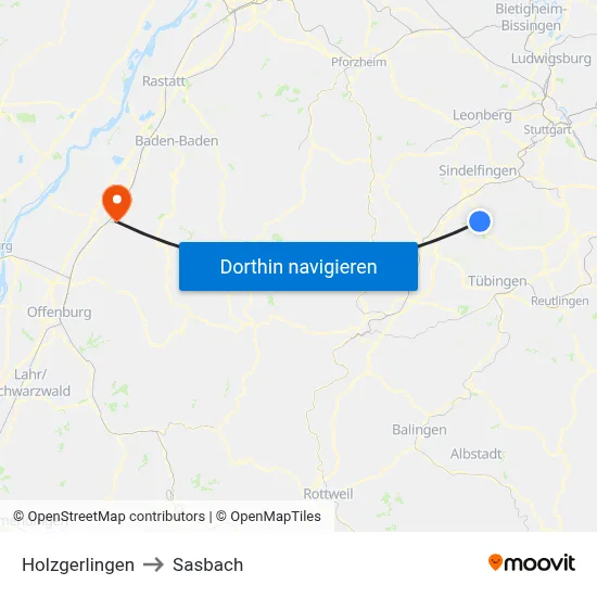 Holzgerlingen to Sasbach map