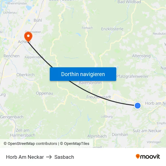 Horb Am Neckar to Sasbach map