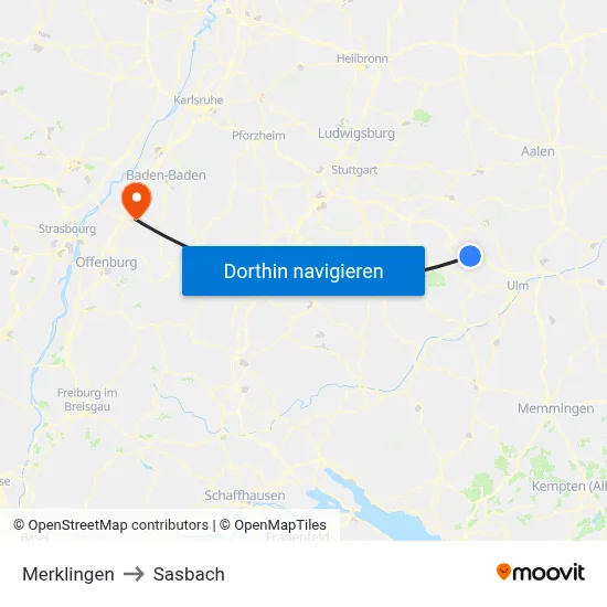 Merklingen to Sasbach map