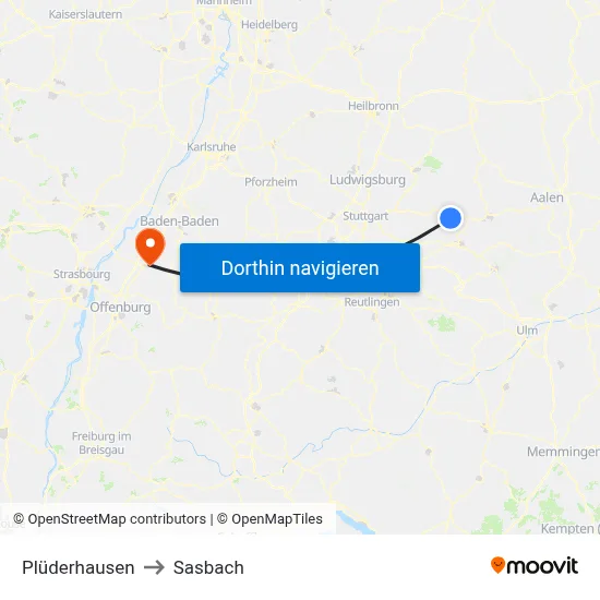 Plüderhausen to Sasbach map