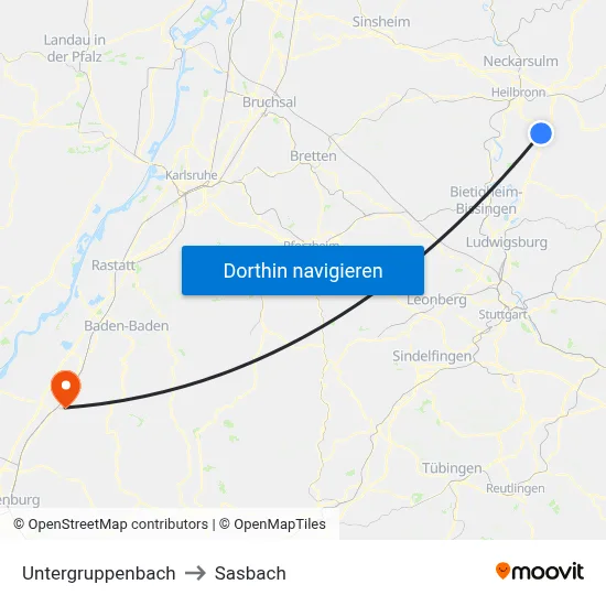 Untergruppenbach to Sasbach map