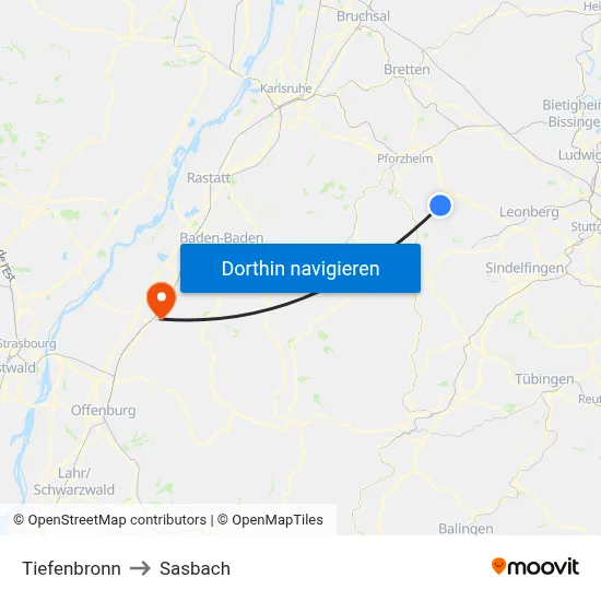 Tiefenbronn to Sasbach map
