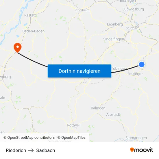 Riederich to Sasbach map