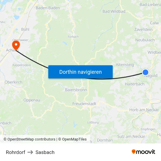 Rohrdorf to Sasbach map