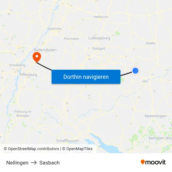Nellingen to Sasbach map