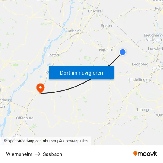Wiernsheim to Sasbach map