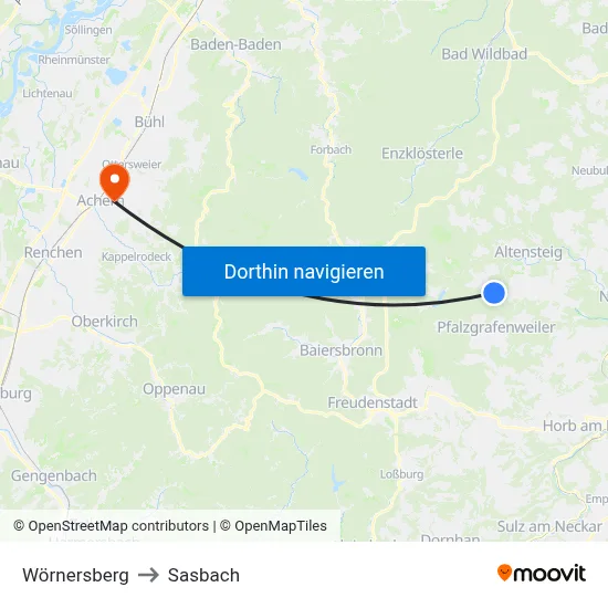 Wörnersberg to Sasbach map