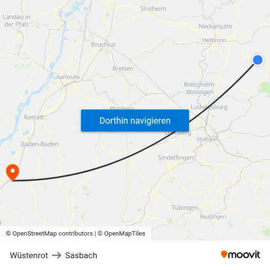 Wüstenrot to Sasbach map