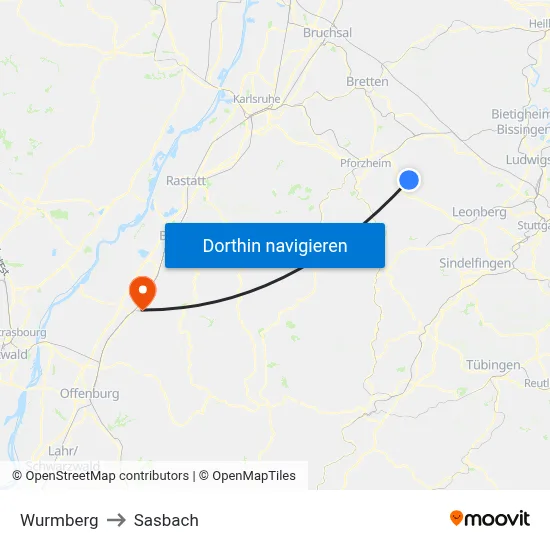 Wurmberg to Sasbach map