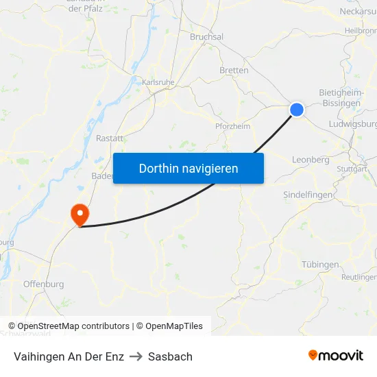 Vaihingen An Der Enz to Sasbach map