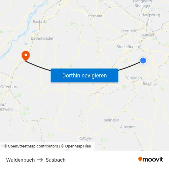 Waldenbuch to Sasbach map