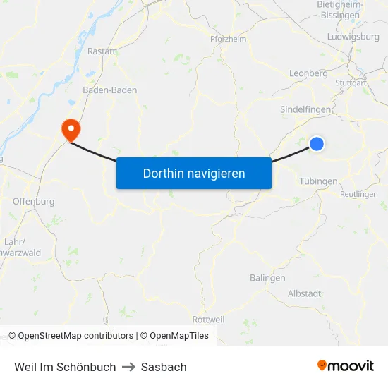 Weil Im Schönbuch to Sasbach map