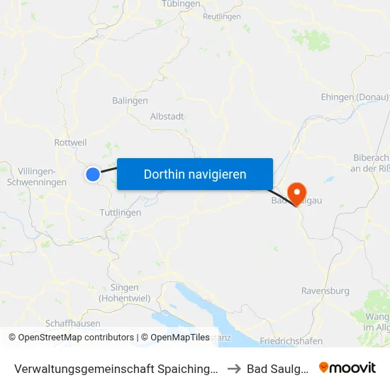 Verwaltungsgemeinschaft Spaichingen to Bad Saulgau map