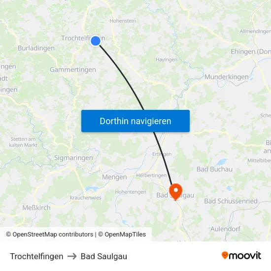 Trochtelfingen to Bad Saulgau map