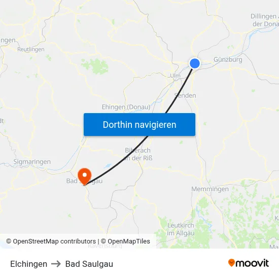 Elchingen to Bad Saulgau map
