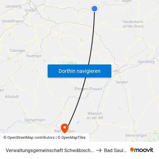 Verwaltungsgemeinschaft Schwäbisch Gmünd to Bad Saulgau map